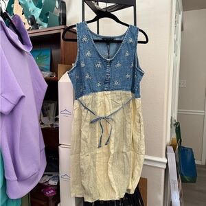 Floral Denim and Yellow Dress